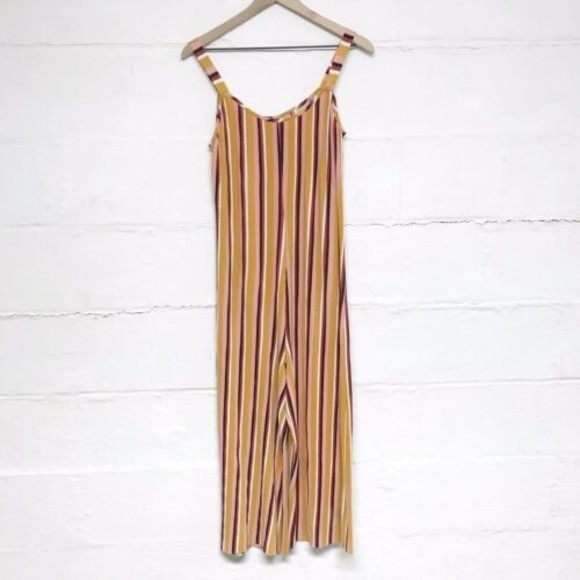 Wild Fable Size Medium Sleeveless Striped Jumpsuit Cropped Wide Legs Mod - Picture 4 of 11